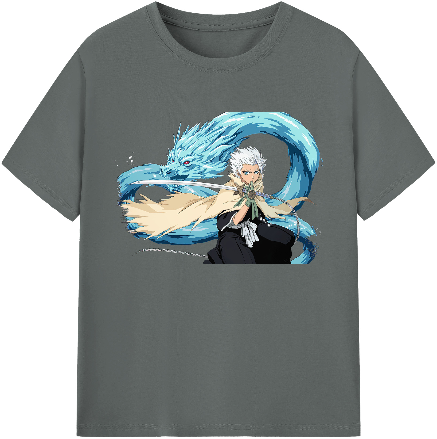 （画像用） ブリーチ 日番谷冬獅郎（ひつがや とうしろう） BLEACH Hitsugaya Toushirou 綿100％ メンズ半袖Tシャツ｜肌触りやわらか＆通気性